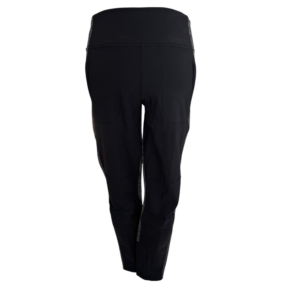 Athleta Black & Gray Colorblock Athletic Leggings Size 8 Zip Pocket 27” Inseam